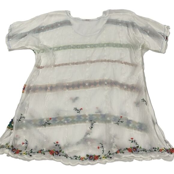 Johnny Was Embroidered Flora‎ Boho Blouse Top Shirt - Women’s Size XS (runs big) - Picture 2 of 6